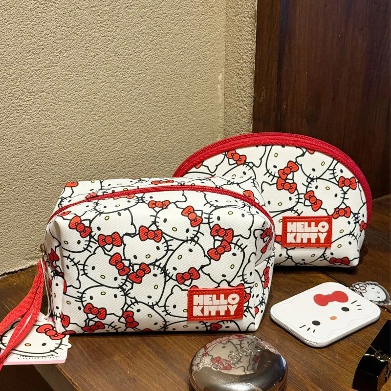 

Косметичка Hello Kitty Kawaii, клатч, портативный органайзер для макияжа, набор туалетных принадлежностей большой емкости, дорожная сумка для хранения