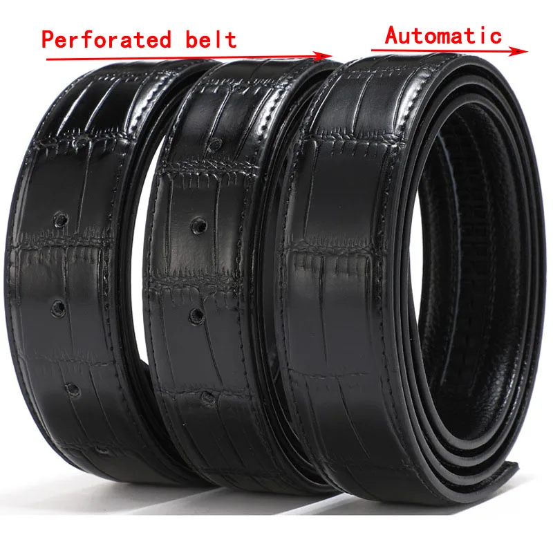 1Pc 33/35/37mm*105-150cm Men\'s Pin Buckles Automatic Smooth Buckle Belt Body Crocodile Pattern Headless Belts DIY Craft Accessor