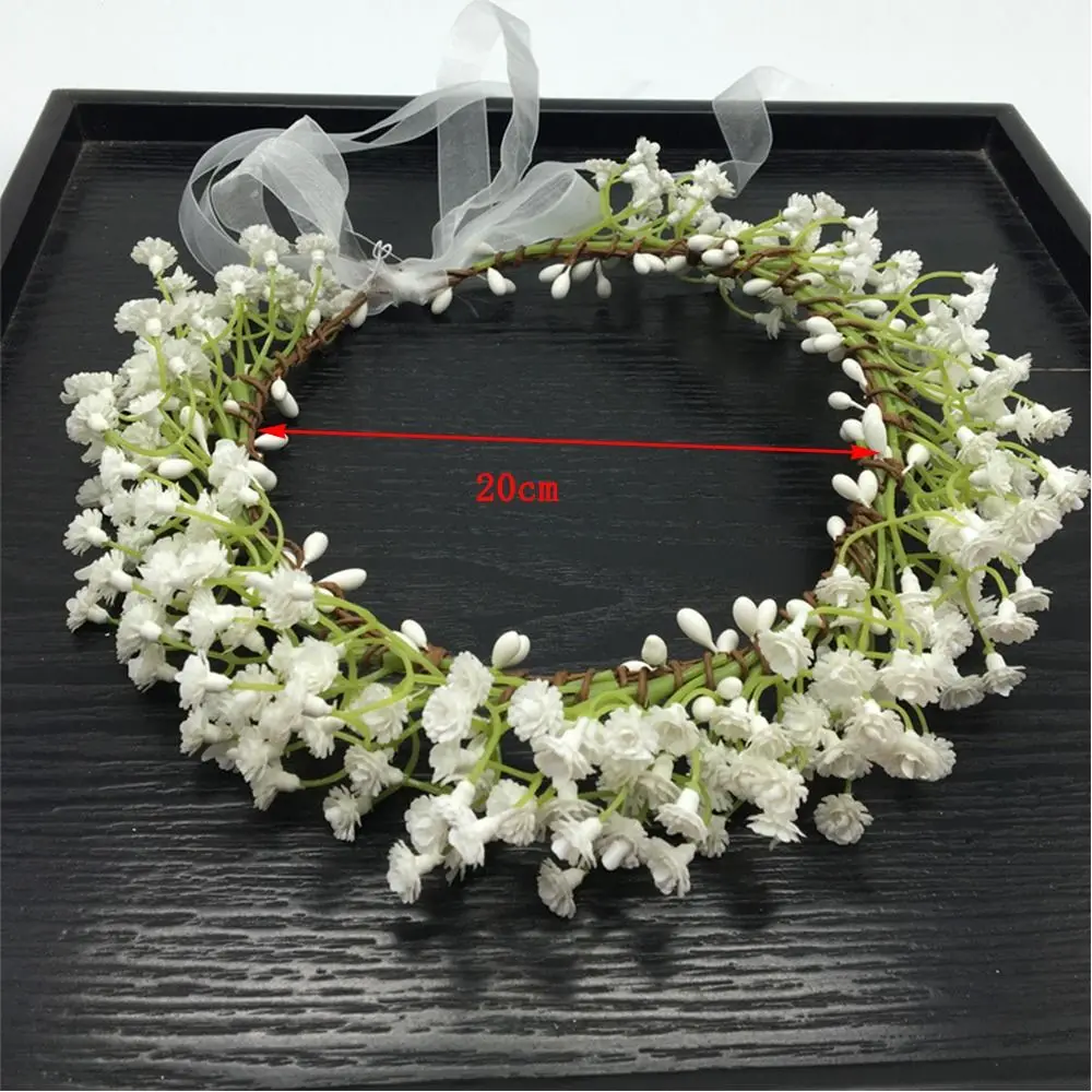 New Hair Accessories Hair Ornament Bride Corolla Headwear Fabric Flower Crown Babysbreath Head Wreath