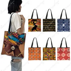 Afro Tribal Ethic Print Shopping Bag African Women Handbag Africa Traditional Pattern Large Capacity Grocery Bags Shopper Bag