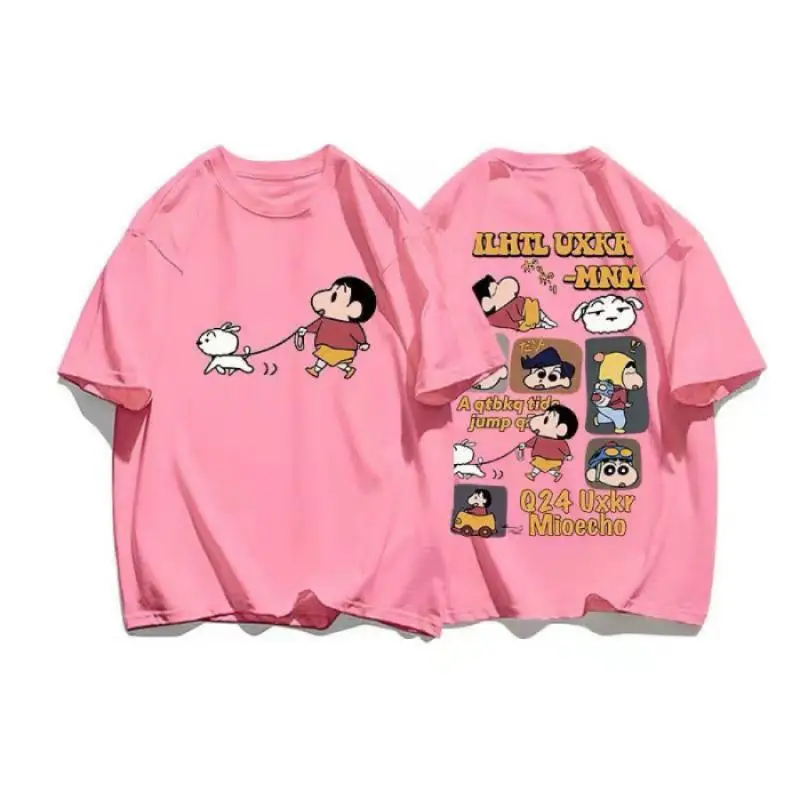 Cartoon Kawaii Cute Crayon Shin-Chans T-Shirt Short Sleeve Round Neck Student Loose Comfortable Couple Style Birthday Girls Gift