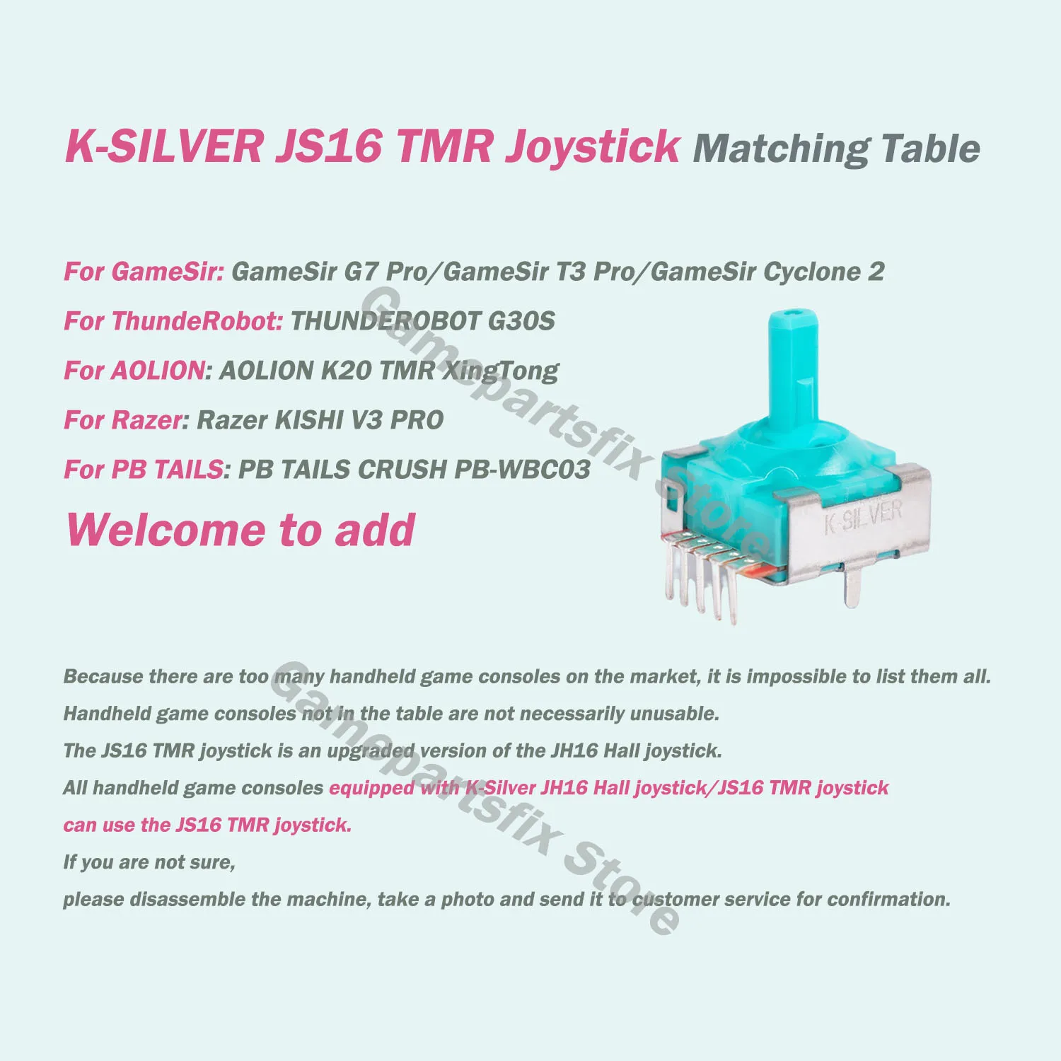 2/10個 K-Sliver JH16 ホール効果ジョイスティック JS16 TMR