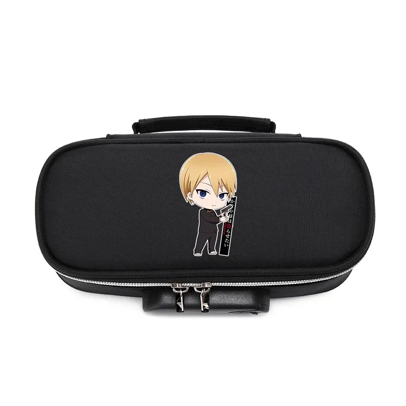 20.5×5.5×9.5CM anime Fujiwara Black Canvas Pencil Bags Ishigami Yuu combination lock School Supplies Simulated Stationery items