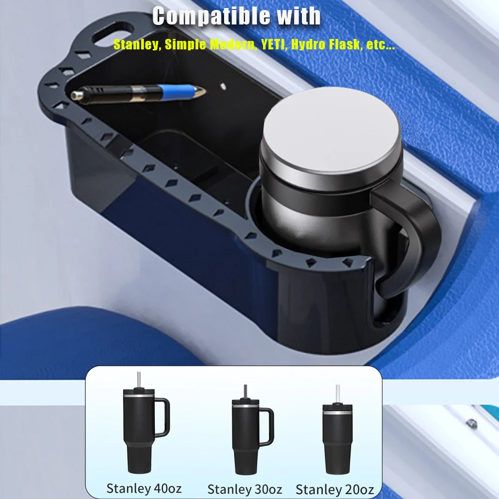 Boat Cup Holder with Rubber Tab, Boat Storage Organizer Holder Caddy Universal Fit for Boat Marine Kayak Pontoon Canoe