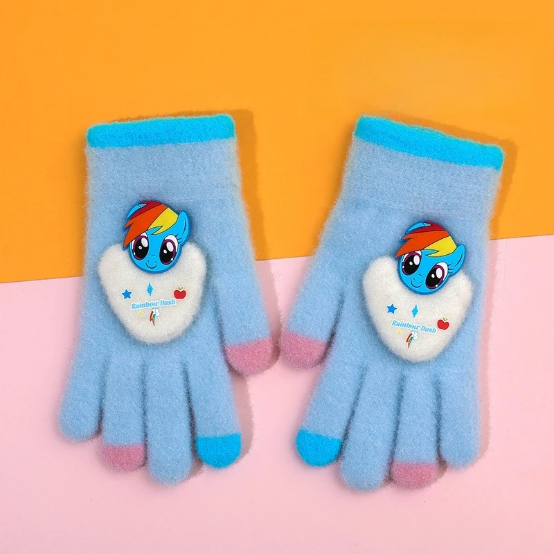قفازات Miniso للأطفال شتاء جديد كامل الأصابع للأولاد والبنات مجموعة إصبع سميكة دافئة من القطيفة مجموعة أصابع المهر الصغير المباركة
