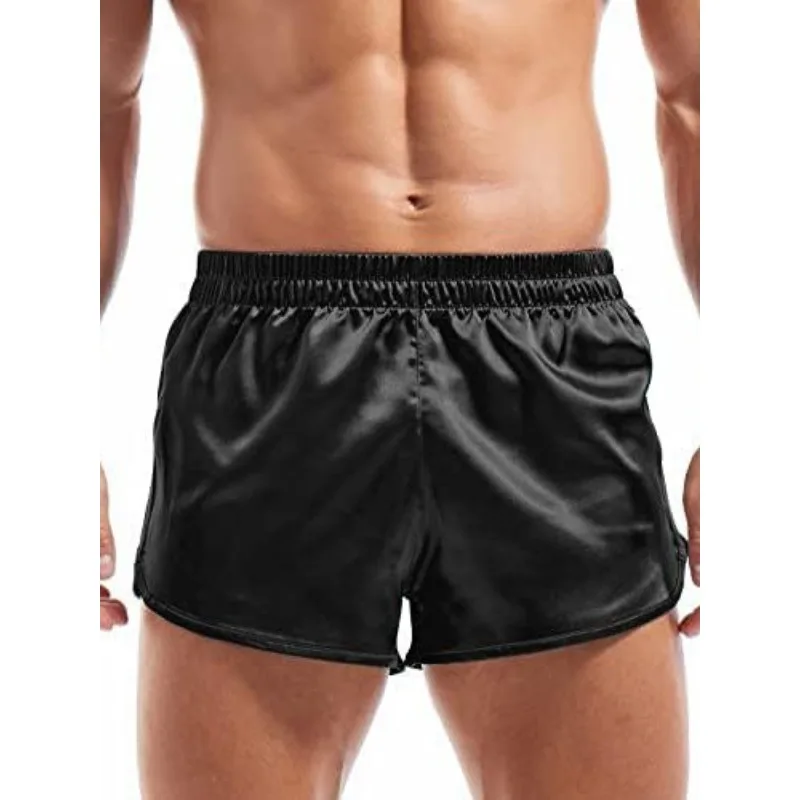 New men's satin shorts silk flat corner side split casual shorts are in stock.