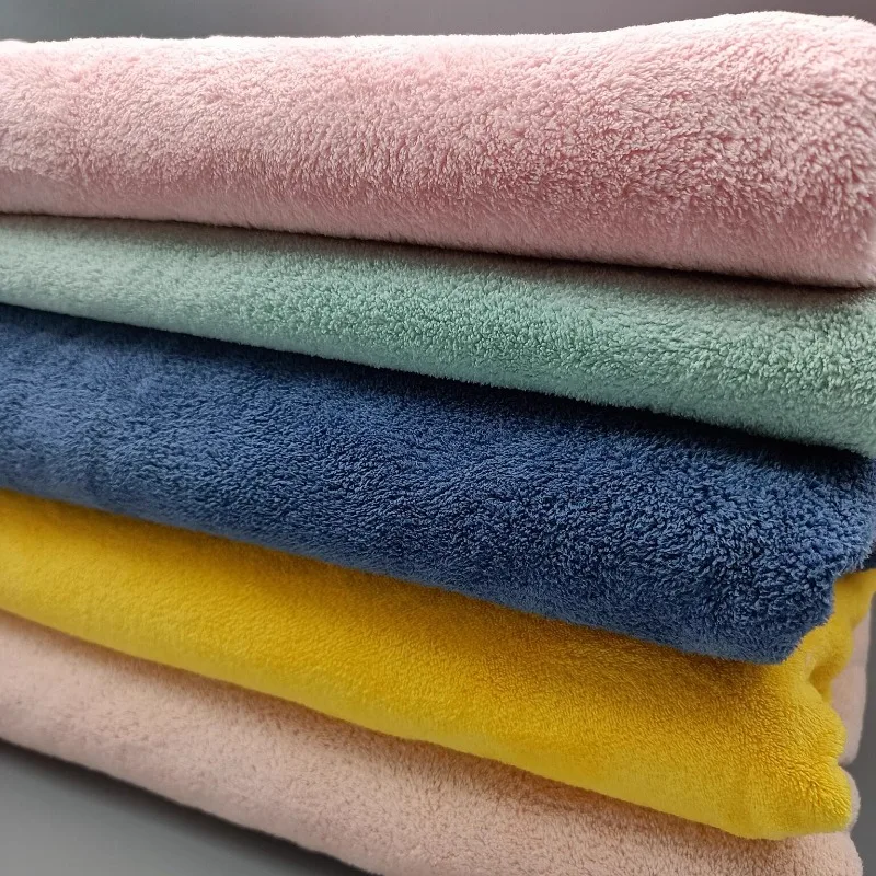 Tela absorbente de forro polar coral para toallas de pelo, para batas de baño, DIY, secado rápido, poliéster, elastano, tela de rizo, textiles para spa en casa