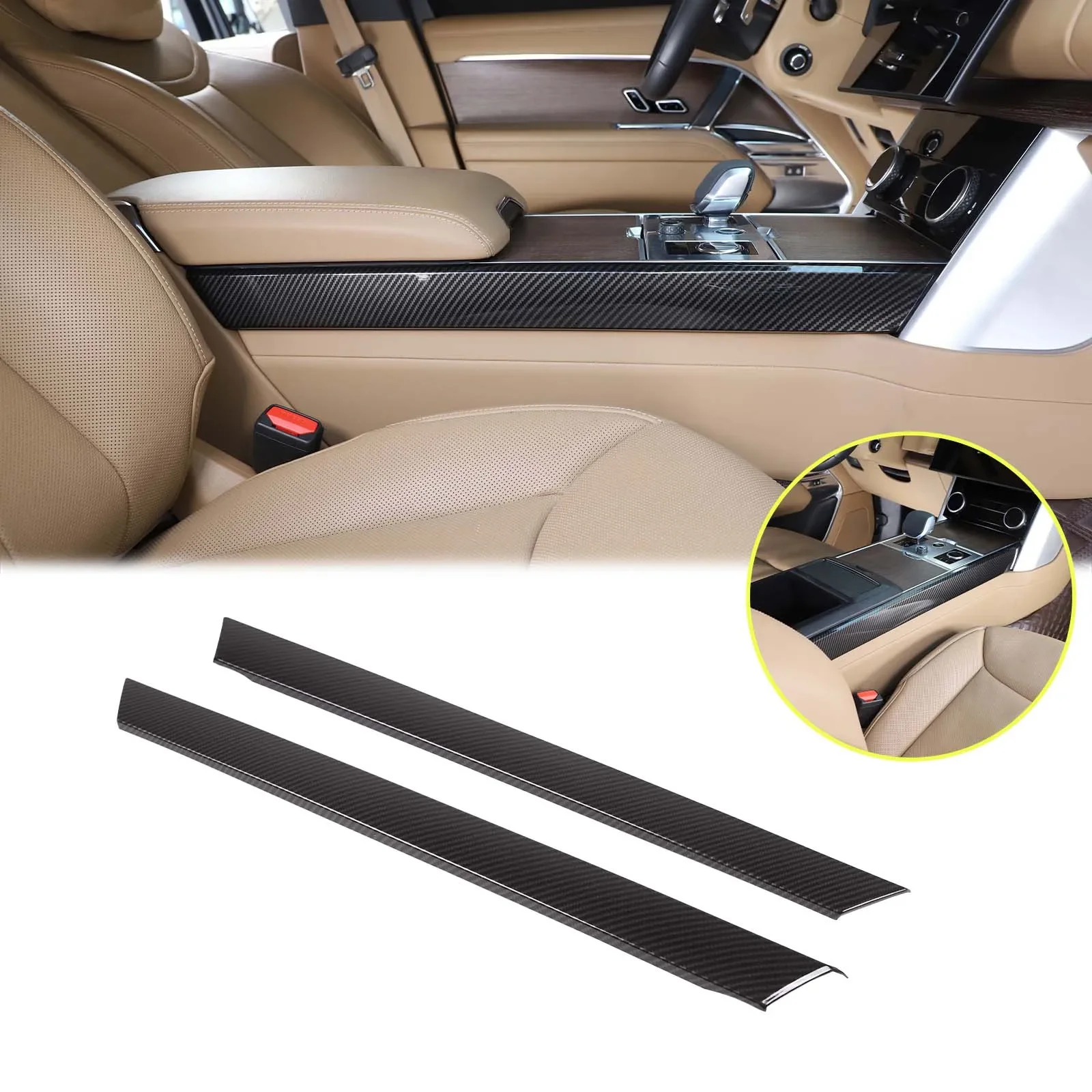 For Land Rover Range Rover Vogue 2023+ Car Center Console Side Decorative Strips ABS Carbon Fiber Pattern Interior Accessories