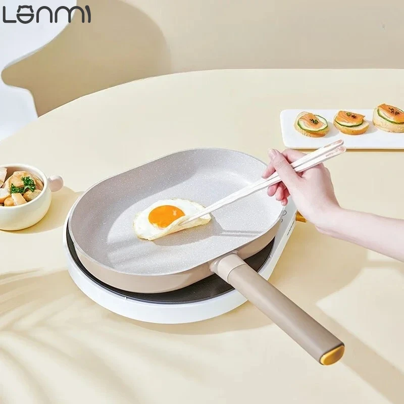 

LANMI 24/28CM Bell Frying Pan Non-Stick Frying Steak Egg Pan Controlled Oil Ring Kitchen Healthy Cookware Gas & Induction Stove