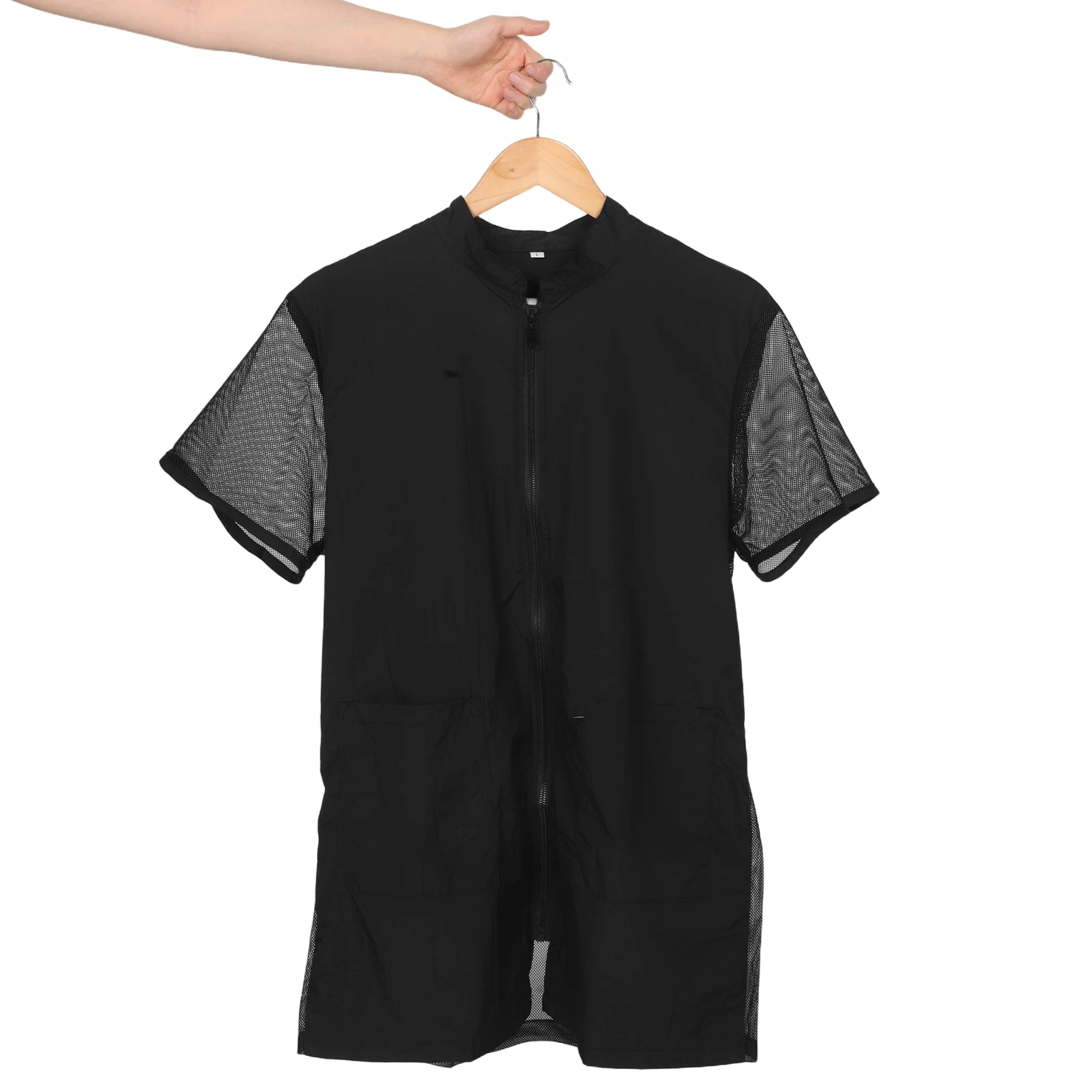 

Breathable Mesh Pet Grooming Apron Size L Lightweight Hair Stylist Smock Full Coverage Grooming Uniform for Spring Summer