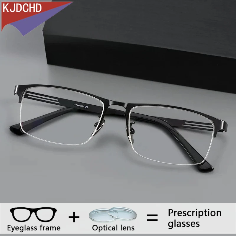 

Semi-Rimless Titanium Custom Progressive Eyeglasses Men Myopia Bifocal 1.74 Glasses Multifocal Optical Prescription Spectacles