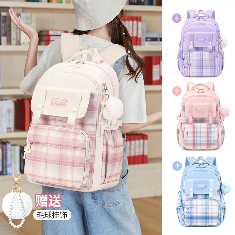 Large Capacity Cute Women Multi-Pocket Nylon Backpack Ins Junior High School Student School Bag Female Girl Backpack Laptop Book