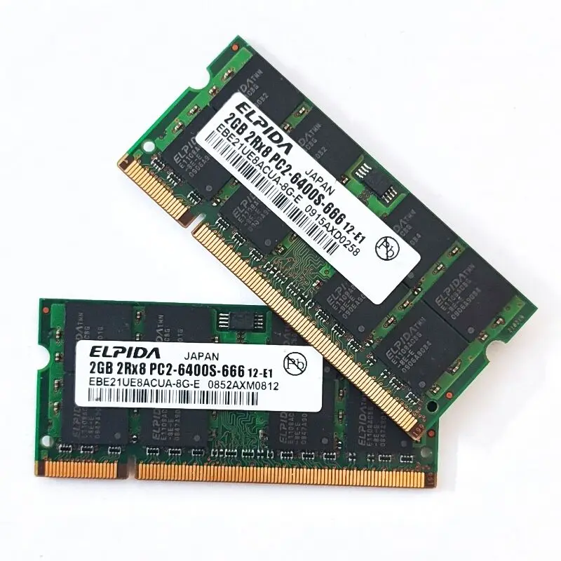 ELPIDA RAMS DDR2 2GB 800MHz Laptop memory DDR2 2GB 2RX8 PC2-6400S-666 Notebook memoria 1.8v 2gb 800