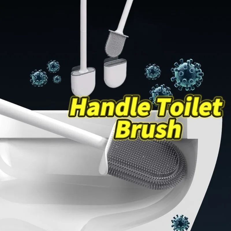 1, an der Wand hängende Toilettenbürste mit langem Griff, Silikon-Reinigungsbürste, langlebig, leicht zu reinigen, geeignet für Badezimmer, Toilettenreinigung