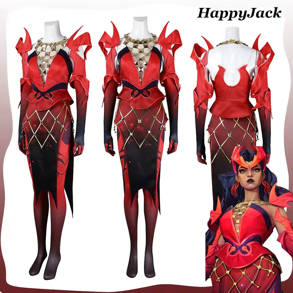 

Scarlet Witch Cosplay Costume Game Rivals Roleplay Top Skirt Stockings Gloves Earclips Outfits Halloween Carnival Party Disguise