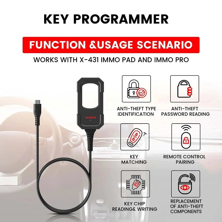 Afbeelding 3: LAUNCH X431 sleutelprogrammeur hoofdunit, alleen te gebruiken met de LAUNCH X431 IMMO ELITE & X431 IMMO PLUS sleutelprogrammeur