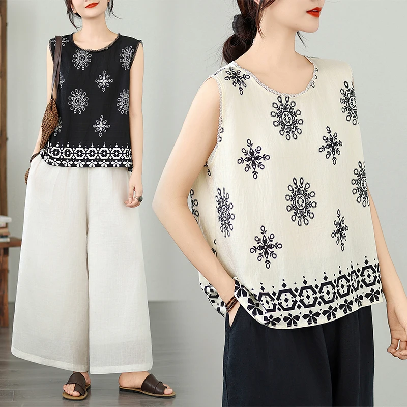 

Laid-ba майка с цветочным принтом и огонью на плечах, летняя утягивающая футболка в Корейском стиле, повседневная свободная посадка для поездок на работу