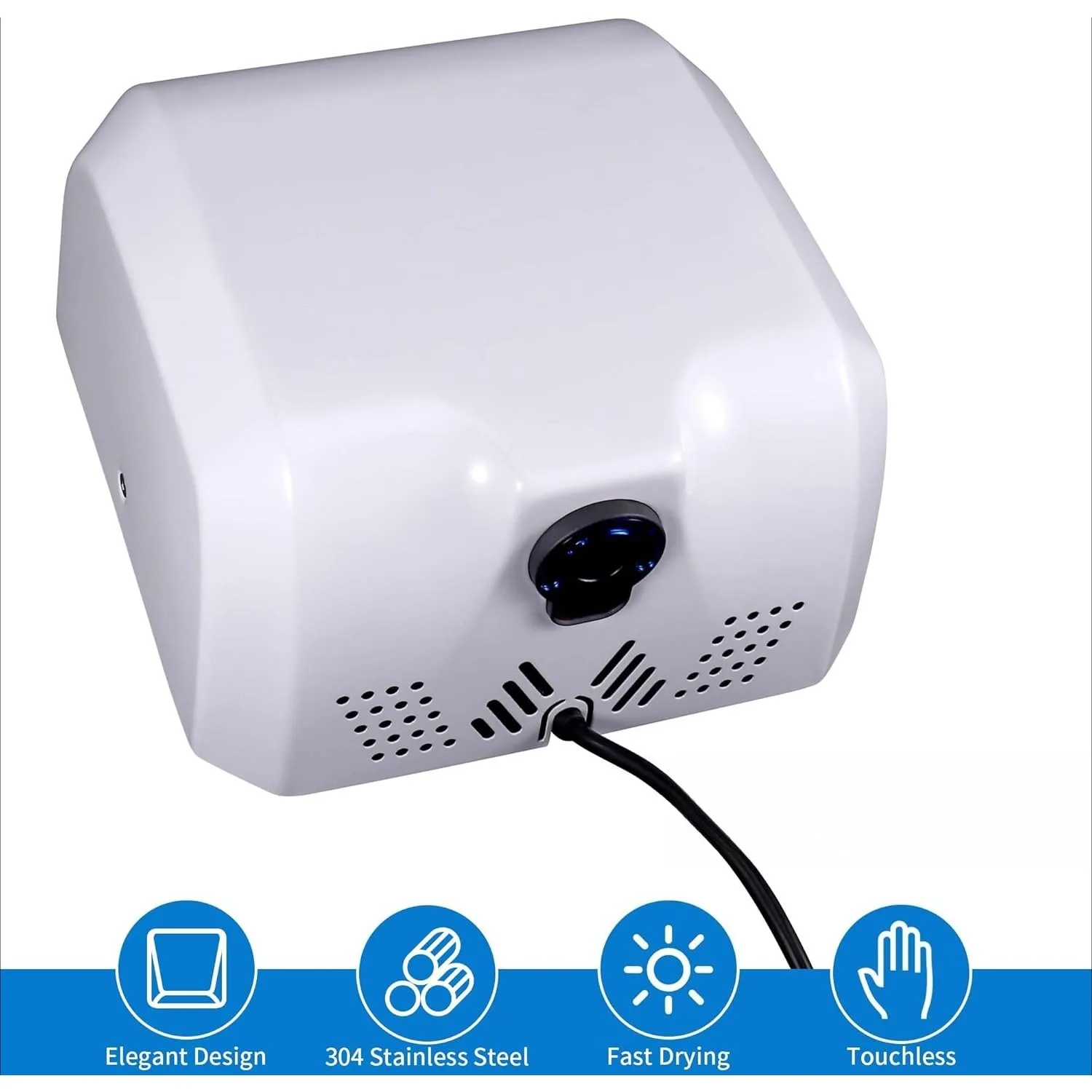 Asciugamani commerciale in acciaio inox 1800w automatico ad alta velocità resistente opaco lucido