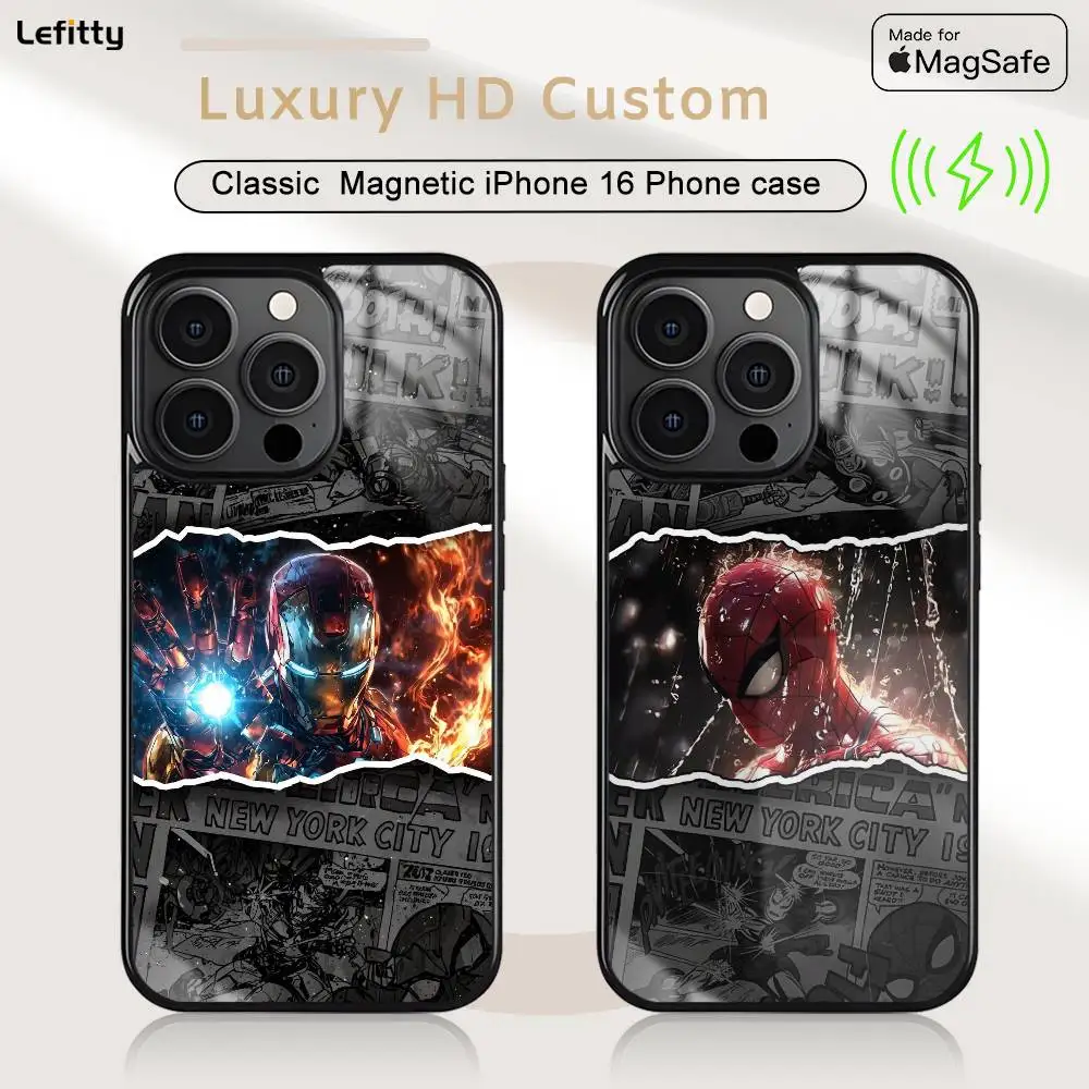 

Cool S-Super H-Hero Phone Case For iPhone 16 15 14 13 12 11 Pro Max Plus Mini Magsafe Charging Cover Magnetic Hard Shell