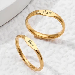 Fashion Charm Custom Geometric Jewelry Ladies Wedding Ring Stainless Steel Couples Promise Gifts Personalized Custom Names