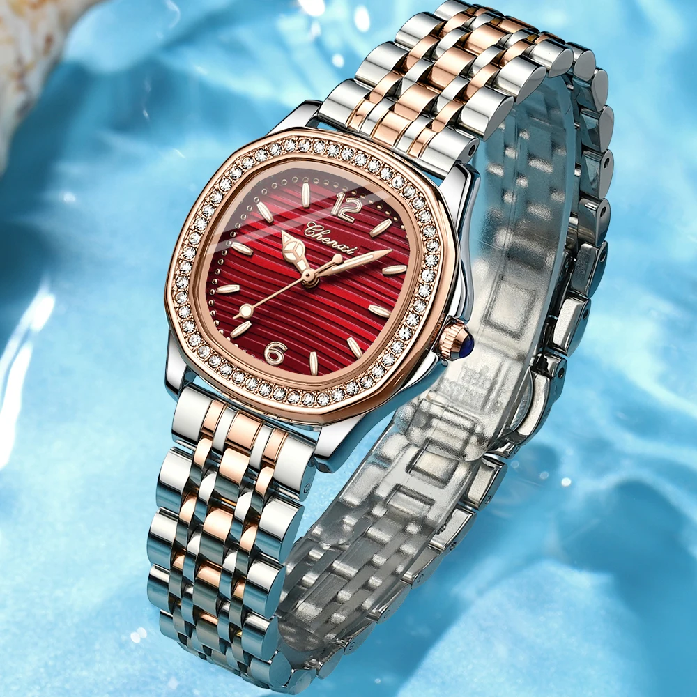 

CHENXI элитные роскошные женские часы, водонепроницаемые деловые часы, женские наручные часы с ремешком из нержавеющей стали, женские кварцевые часы высокого качества