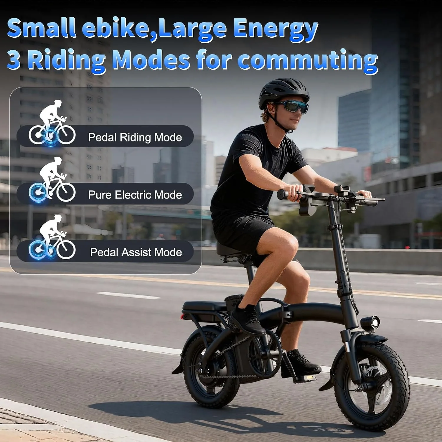 Adults 14 Inch Folding Electric Bike,1000W Peak,25MPH,UL2849 Certified,48V 10Ah Battery, Custom