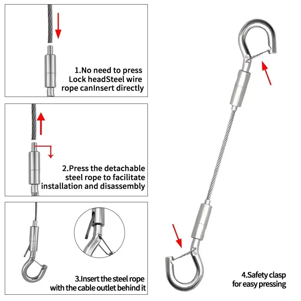 New Stainless Steel Wire Rope Adjustable Automatic Suspension Lanyard Clothesline Picture Hanging