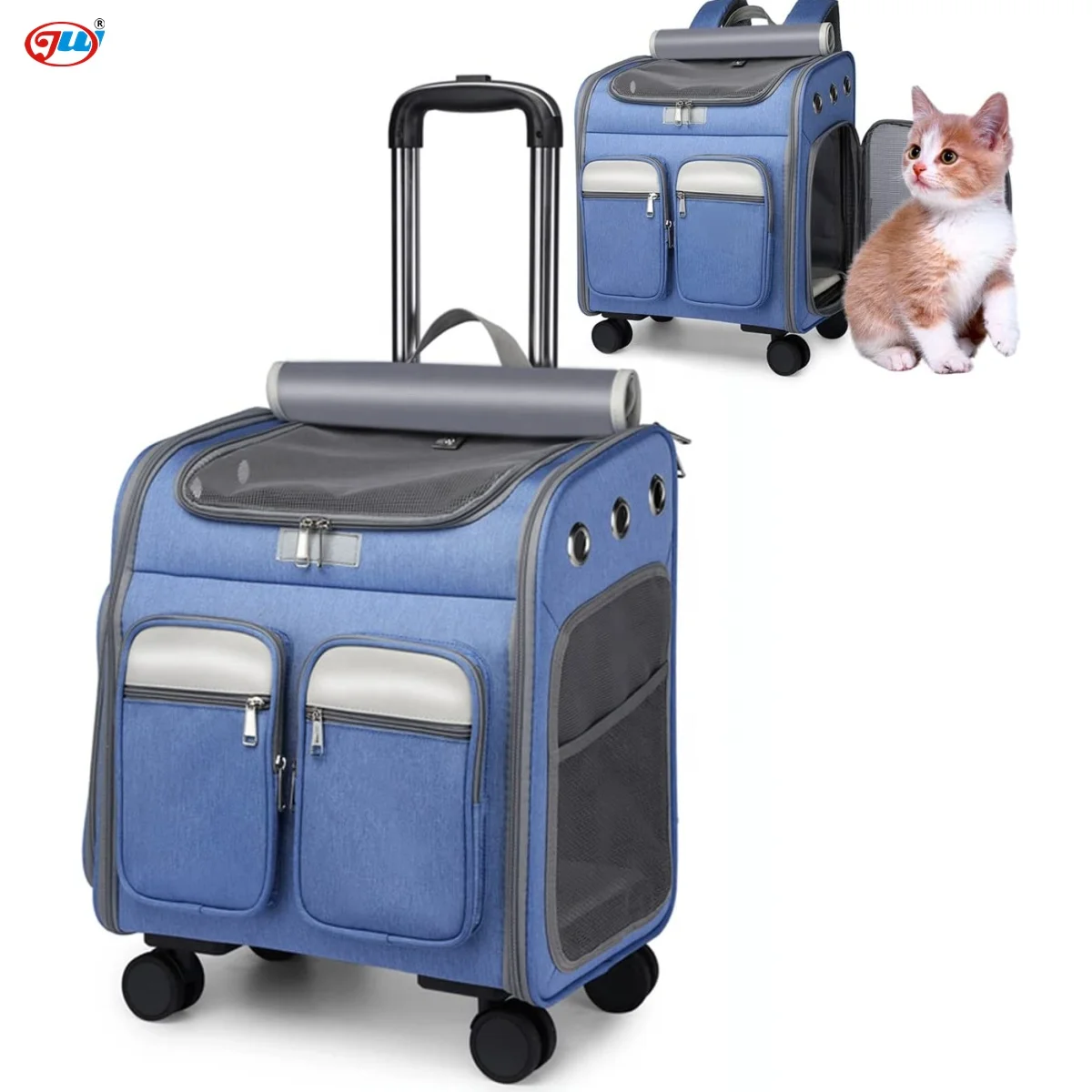 stock storage Travel Pet Rolling Carrier per cani con borsa staccabile e foderata morbida, pannelli in rete Zaino pieghevole e traspirante