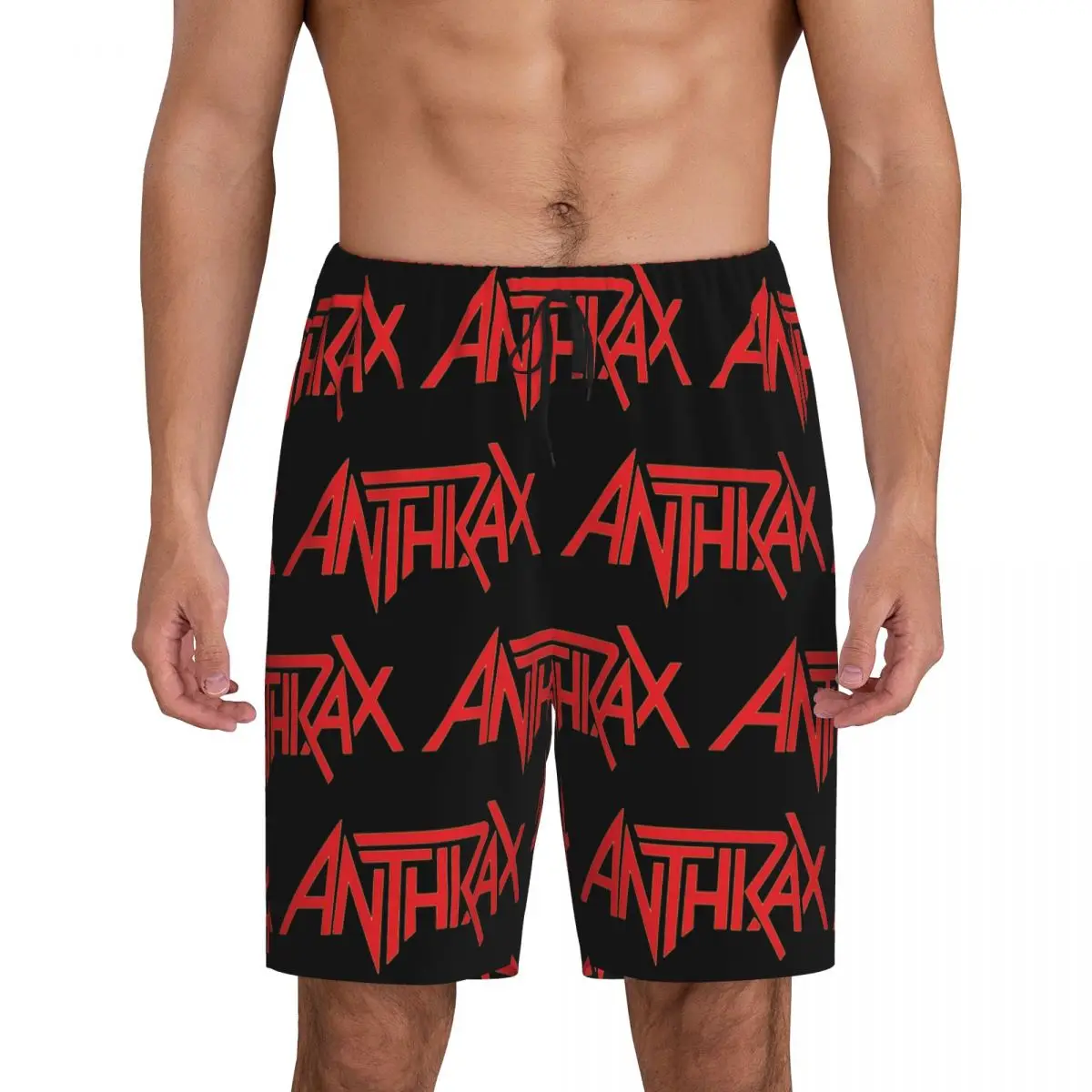 

Мужские короткие пижамные шорты с логотипом музыкальной группы Custom Anthrax, для сна и отдыха
