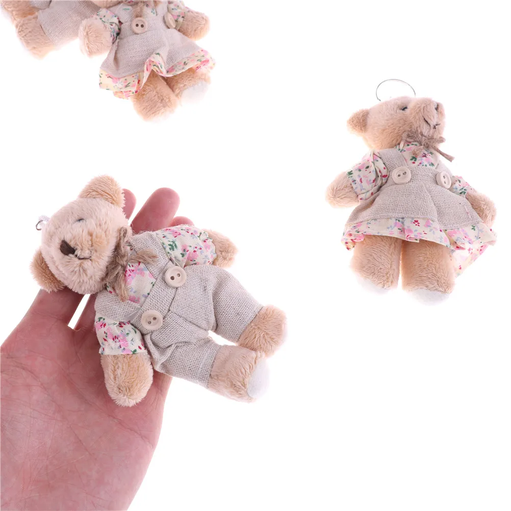 

Couple Bear Rabbit Plush Toys 2017 Floral Cloth Teddy Bear Rabbit Bunny Dolls Key Bag Pendants Lovers Friends Gift 11cm 1 Pair