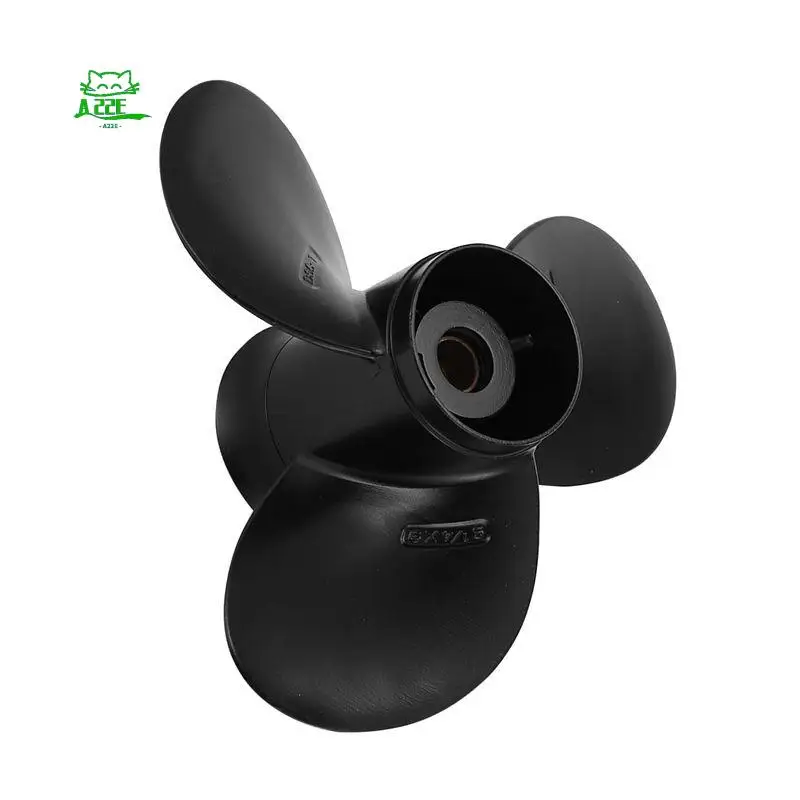 A22E-Outboard Propeller 58100-93723-019 For 8-20Hp 9 1/4 X 9 Aluminum Alloy 3 Blade Black 10 Spline Tooth R Rotation