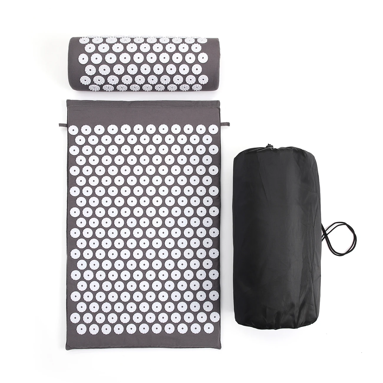 68*42*2cm Dark Gray  Acupressure Massage Mat & Pillow Set Free Storage Bag