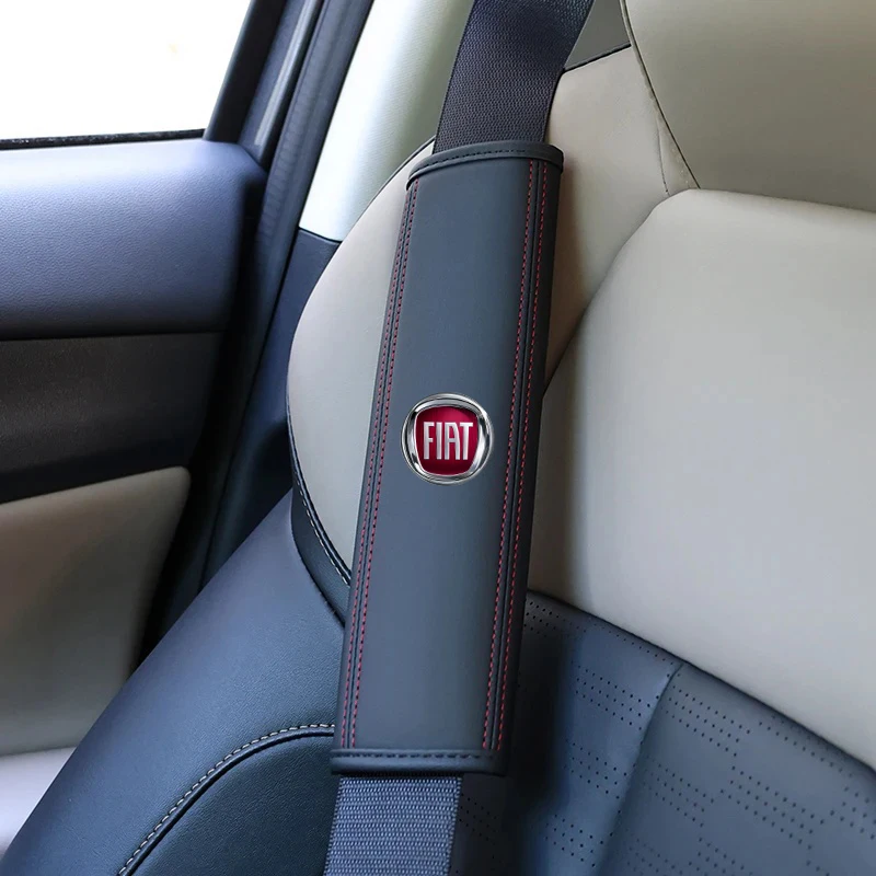 

2Pcs Leather Car Seat Belt Shoulder Pad for Fiat 500e Tipo 500 500x Abarth, Comfort Safety Belt Cover Auto Interior Accessory