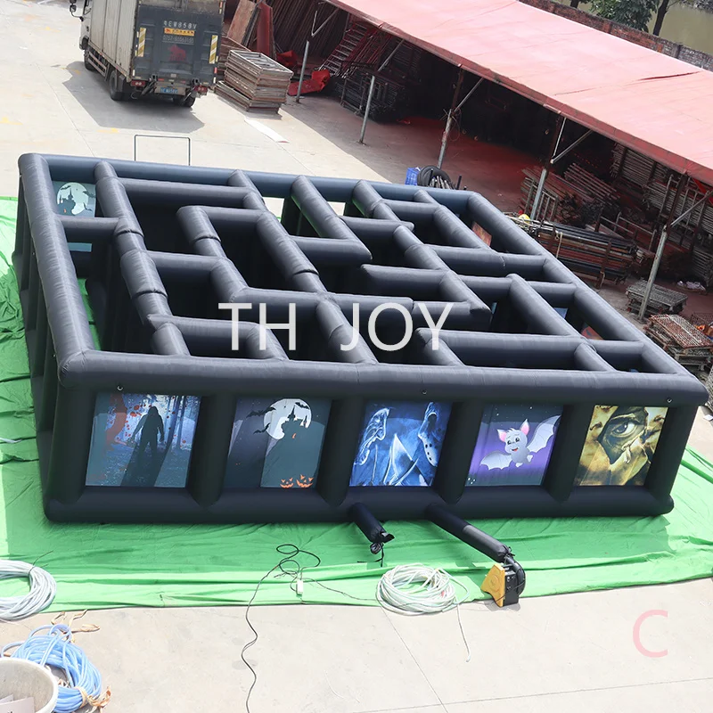 free air ship to door, Outdoor Activities inflatable haunted house maze,8x8x2m outside printing inflatable maze field laser tag