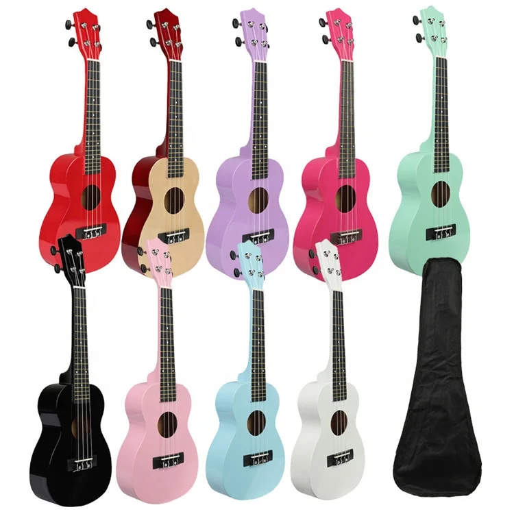 

21 Inch Wholesale Kids Toy Cheap Colorful Soprano Concert Basswood Small Guitar Ukulele With Accessories