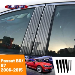 For VW Passat B6 B7 2006-2015 2007 2008 2009 2010 Carbon Fiber Window Door Column Deal B C Pillar Post Cover Trim Sticker