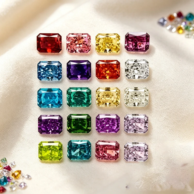 Top Colors Radiant Crushed Ice Cut High Carbon Diamond Cubic Zirconia Gesstome 4K Cutting 5A Grade Quality CZ Lab Zircon Stones