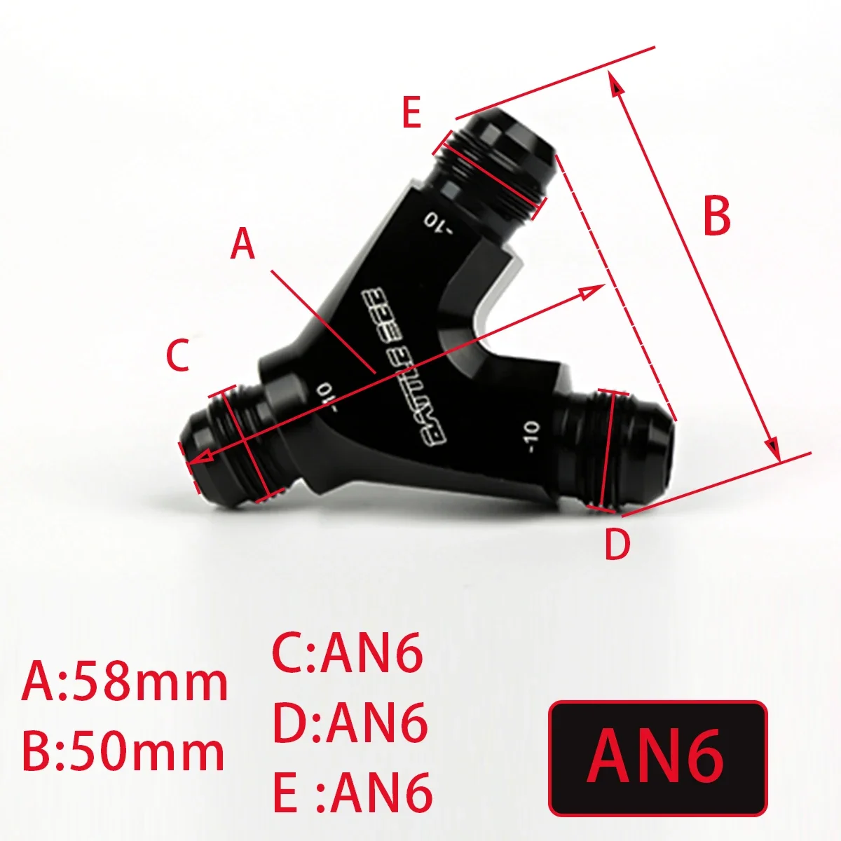 Universal Aluminum Y Block Adapter Fittings Adaptor Y Type Tee Oil Pipe Joint AN6 AN8 AN10 for Oil/ Fuel/ Water/ Fluid/ Air Line