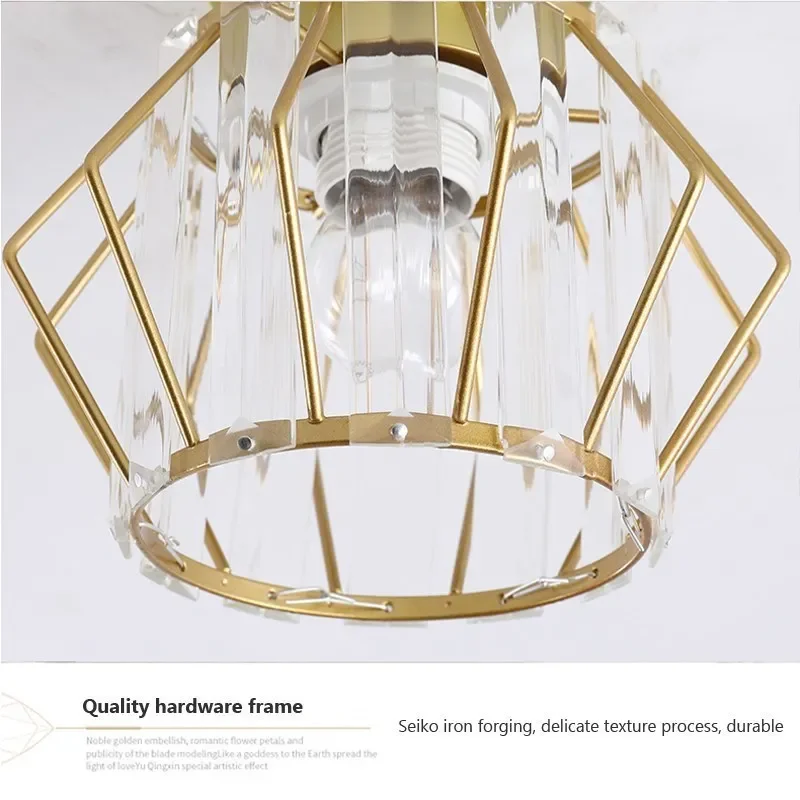 Nordic Ceiling Lights Crystal Lampshade Balck Gold Plafonnier Living Room Bedroom Modern Round Square Decorative Ceiling Lamp