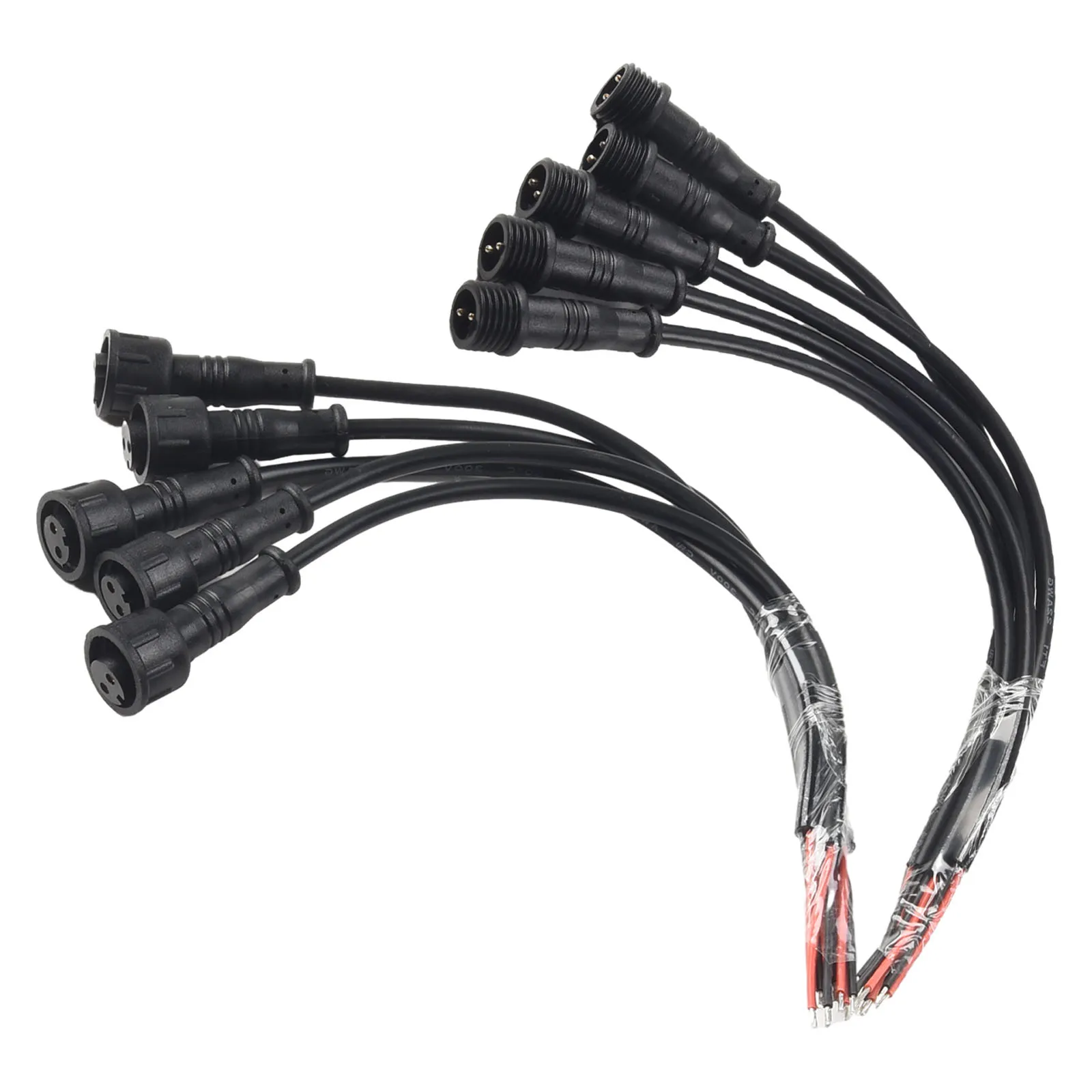 Conectores à prova d'água para trabalho elétrico otimizado 5 pares de conector à prova d'água IP65 de 2 pinos com cabo preto M/F de 20 cm 22AWG