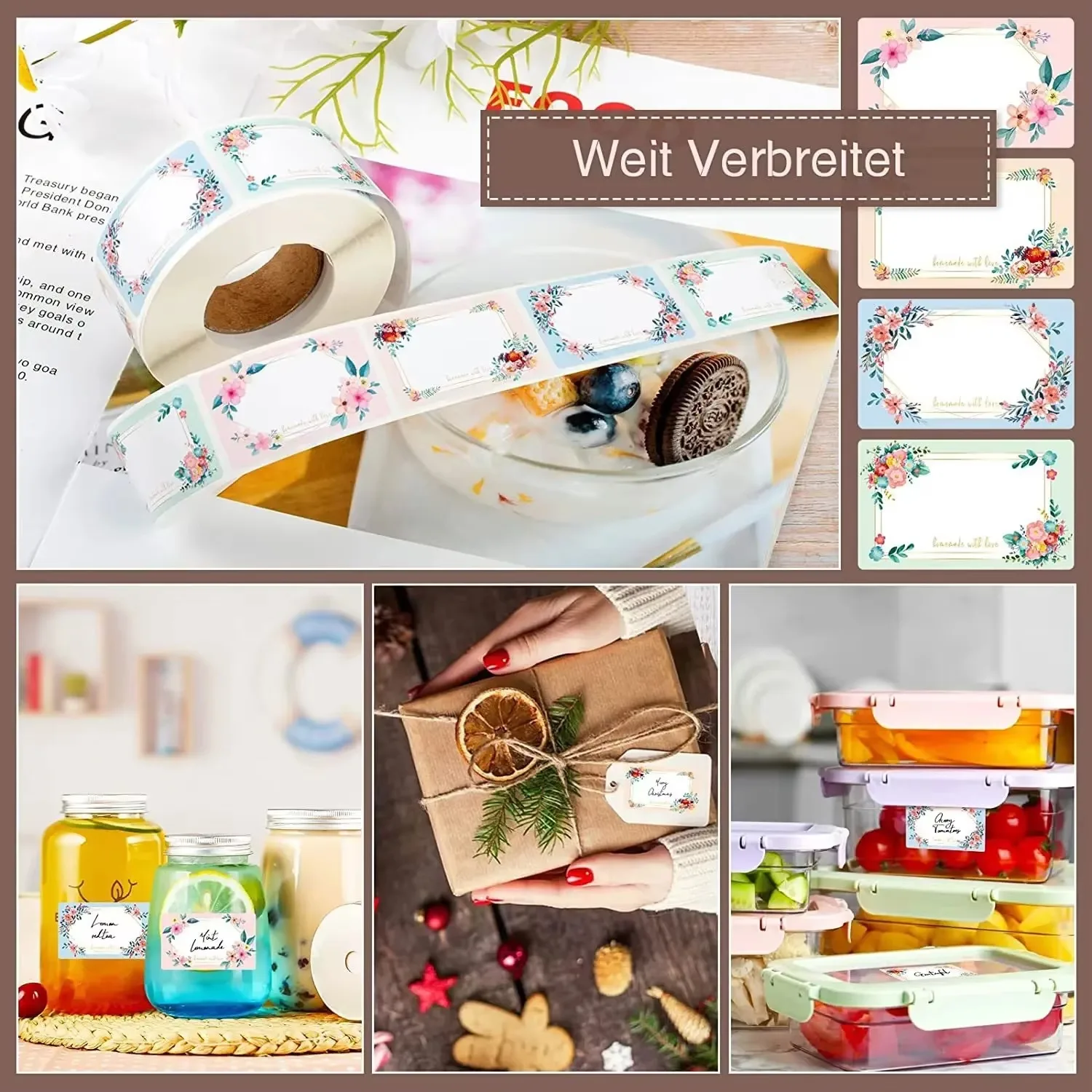 50/100/250PCS Flowers Name Lables Sunflowers Packaging Sticker Roll Date Stickers Refrigerator Freezer Food Storage Small image 4