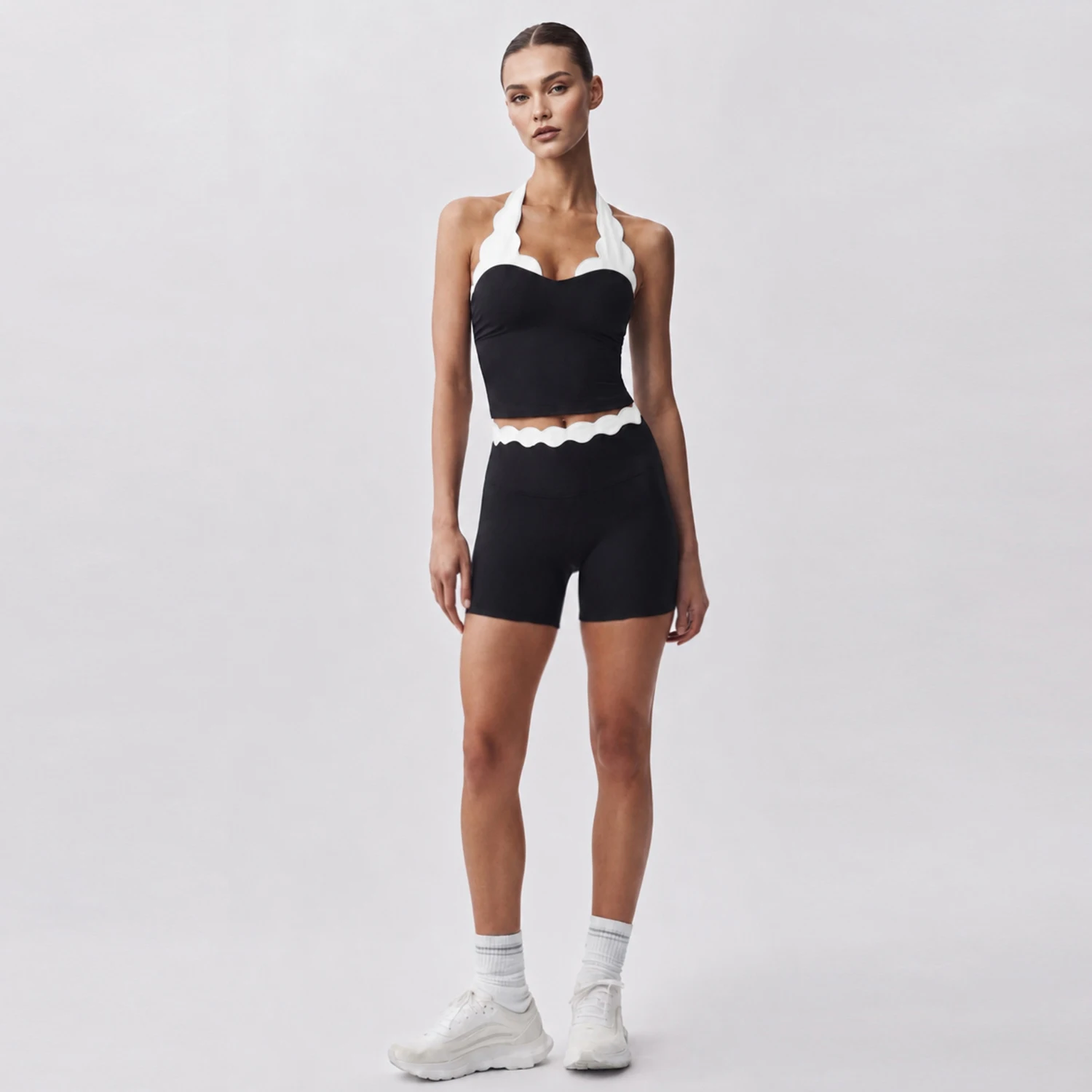 Yoga Blocks - Damen Neckholder-Tanktop, Sportbekleidung, Zweiteiliges Set mit