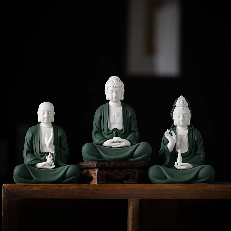 

Shakyamuni Buddha Statue of the Three Sages of Shava, Guanyin, Tibetan King, Living Room, Foyer, Ceramic Handicraft Display