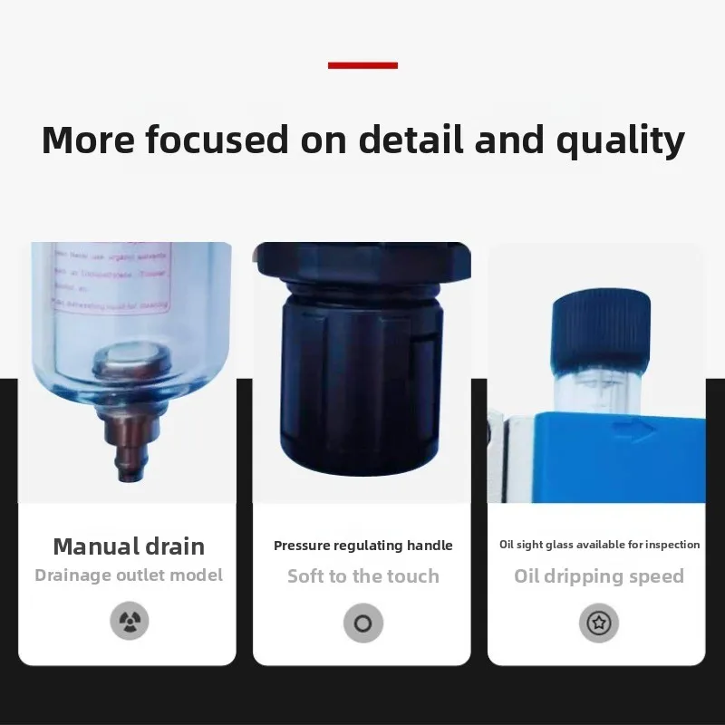 Picture 4: Filter GFC200 duplex pneumatic component air source processor oil-water separator, precise pressure regulation