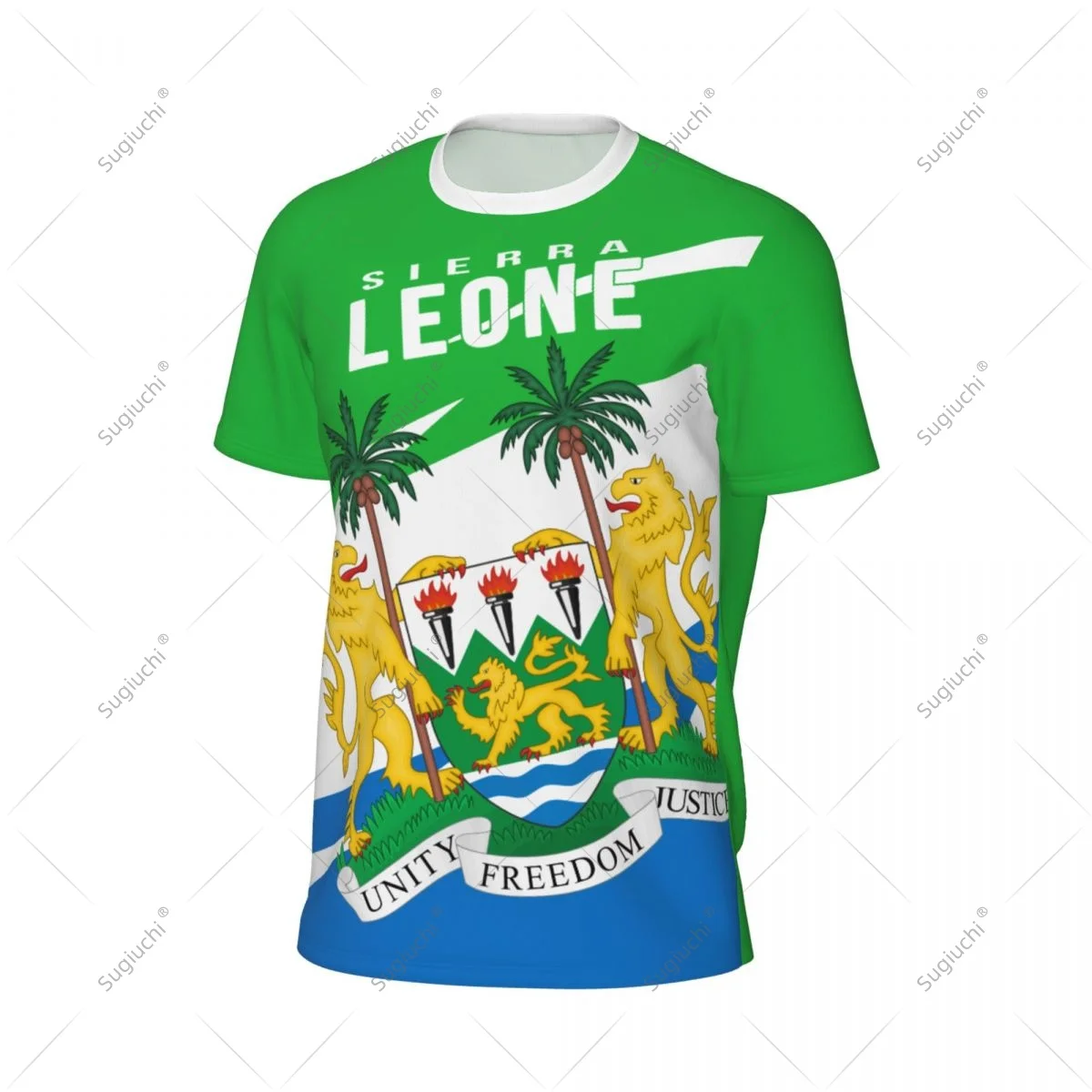 Sierra Leone Flag Men Sports T-shirt Women Tees jersey for Soccer Football Running Bike Tennis Fitness Fans - view 3