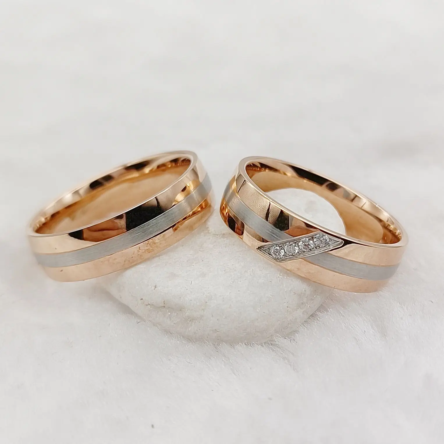 Handmade Wedding Rings Rose Gold 18k Plated Stainless Steel Jewelry Wholesale High Quality Designer Lover\'s Promise Couples Ring