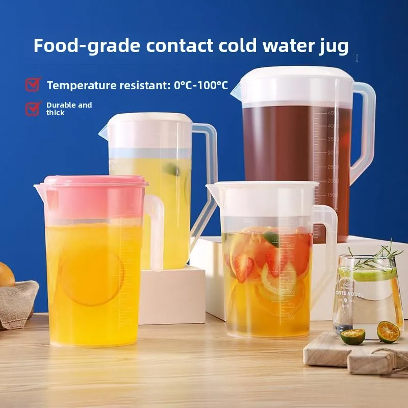 

Large Capacity Plastic Cold Water Pot with Lid And Scale for Food Grade Cool Tea Brewing Resistant to High Temperatures