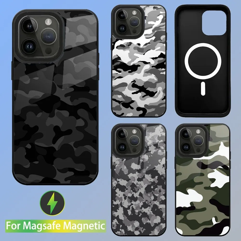 Camo Camouflage Fashion Phone Case For iPhone 15,14,13,12,11,Plus,Pro,Max Mini Magsafe Magnetic Wireless Charging