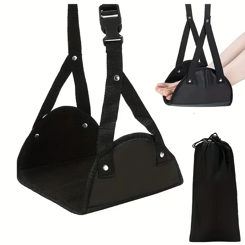 Airplane Footrest With Adjustable Strap, Portable Hammock Leg Rest, Perfect Travel Accessories - Detail 1