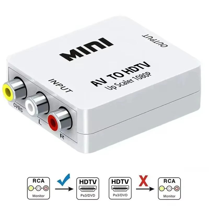 محول AV إلى HDMI HDTV 1080P محول مركب للفيديو AV2HDTV RCA إلى HDTV CVSB L R صندوق محول قشارة الفيديو
